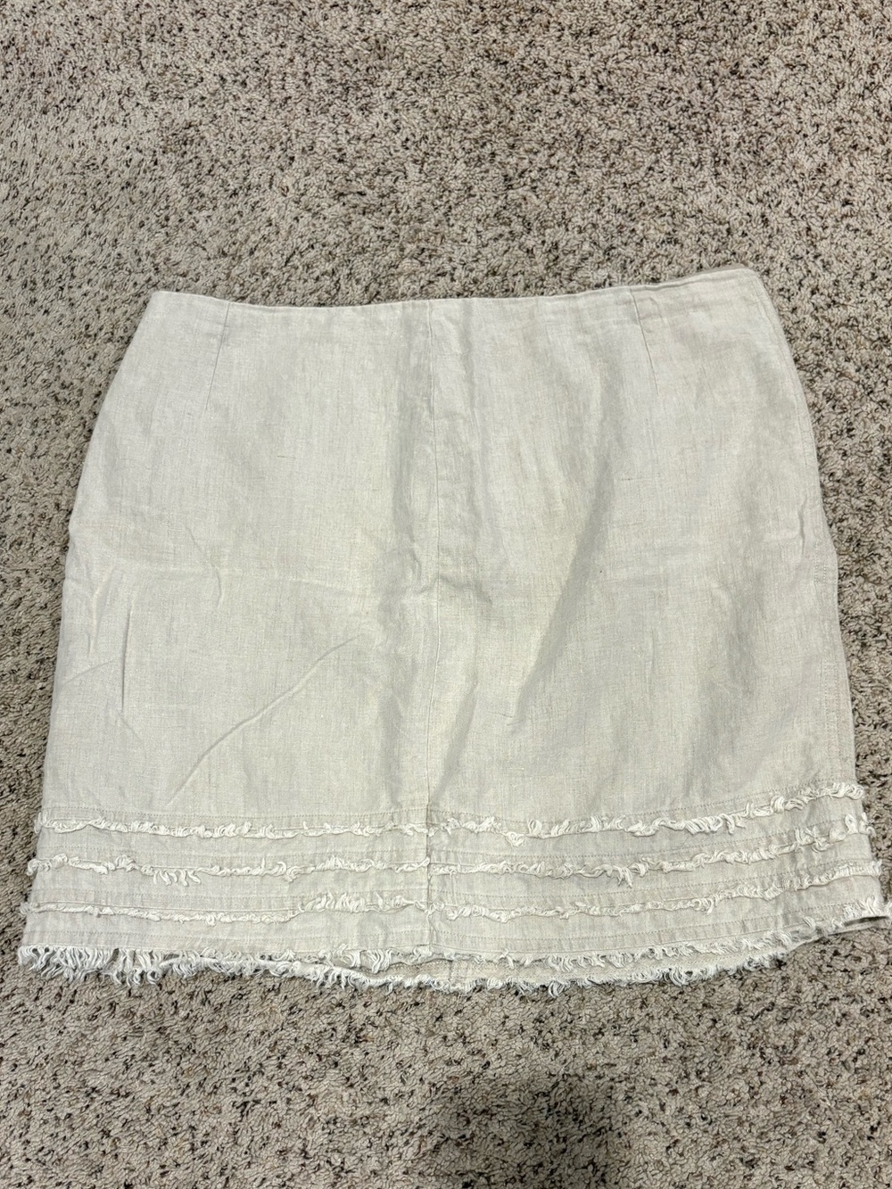 Tommy Bahama Cream Linen Mini Skirt with Fringe Hem